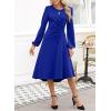 imageHappy Sailed Womens Long Sleeve Ruched Waist Flowy A Line High Low Midi Cocktail Party DressDark Blue