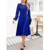 imageHappy Sailed Womens Long Sleeve Ruched Waist Flowy A Line High Low Midi Cocktail Party DressDark Blue