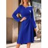imageHappy Sailed Womens Long Sleeve Ruched Waist Flowy A Line High Low Midi Cocktail Party DressDark Blue