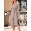 imageHappy Sailed Womens Long Sleeve Ruched Waist Flowy A Line High Low Midi Cocktail Party DressKhaki