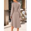 imageHappy Sailed Womens Long Sleeve Ruched Waist Flowy A Line High Low Midi Cocktail Party DressKhaki