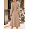 imageHappy Sailed Womens Long Sleeve Ruched Waist Flowy A Line High Low Midi Cocktail Party DressKhaki