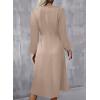 imageHappy Sailed Womens Long Sleeve Ruched Waist Flowy A Line High Low Midi Cocktail Party DressKhaki
