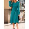 imageHappy Sailed Womens Long Sleeve Ruched Waist Flowy A Line High Low Midi Cocktail Party DressLake Green