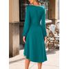 imageHappy Sailed Womens Long Sleeve Ruched Waist Flowy A Line High Low Midi Cocktail Party DressLake Green