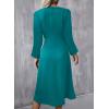 imageHappy Sailed Womens Long Sleeve Ruched Waist Flowy A Line High Low Midi Cocktail Party DressLake Green