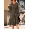 imageHappy Sailed Womens Long Sleeve Ruched Waist Flowy A Line High Low Midi Cocktail Party DressLight Brown