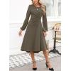 imageHappy Sailed Womens Long Sleeve Ruched Waist Flowy A Line High Low Midi Cocktail Party DressLight Brown