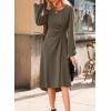 imageHappy Sailed Womens Long Sleeve Ruched Waist Flowy A Line High Low Midi Cocktail Party DressLight Brown