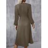 imageHappy Sailed Womens Long Sleeve Ruched Waist Flowy A Line High Low Midi Cocktail Party DressLight Brown
