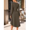 imageHappy Sailed Womens Long Sleeve Ruched Waist Flowy A Line High Low Midi Cocktail Party DressLight Brown