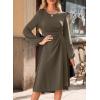 imageHappy Sailed Womens Long Sleeve Ruched Waist Flowy A Line High Low Midi Cocktail Party DressLight Brown