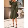 imageHappy Sailed Womens Long Sleeve Ruched Waist Flowy A Line High Low Midi Cocktail Party DressMoss Green