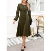 imageHappy Sailed Womens Long Sleeve Ruched Waist Flowy A Line High Low Midi Cocktail Party DressMoss Green
