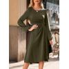 imageHappy Sailed Womens Long Sleeve Ruched Waist Flowy A Line High Low Midi Cocktail Party DressMoss Green