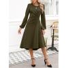 imageHappy Sailed Womens Long Sleeve Ruched Waist Flowy A Line High Low Midi Cocktail Party DressMoss Green