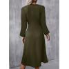imageHappy Sailed Womens Long Sleeve Ruched Waist Flowy A Line High Low Midi Cocktail Party DressMoss Green