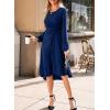imageHappy Sailed Womens Long Sleeve Ruched Waist Flowy A Line High Low Midi Cocktail Party DressNavy Blue