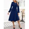 imageHappy Sailed Womens Long Sleeve Ruched Waist Flowy A Line High Low Midi Cocktail Party DressNavy Blue