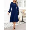 imageHappy Sailed Womens Long Sleeve Ruched Waist Flowy A Line High Low Midi Cocktail Party DressNavy Blue
