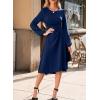 imageHappy Sailed Womens Long Sleeve Ruched Waist Flowy A Line High Low Midi Cocktail Party DressNavy Blue