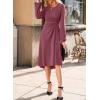 imageHappy Sailed Womens Long Sleeve Ruched Waist Flowy A Line High Low Midi Cocktail Party DressPink