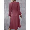 imageHappy Sailed Womens Long Sleeve Ruched Waist Flowy A Line High Low Midi Cocktail Party DressPink