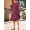 imageHappy Sailed Womens Long Sleeve Ruched Waist Flowy A Line High Low Midi Cocktail Party DressPink