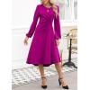 imageHappy Sailed Womens Long Sleeve Ruched Waist Flowy A Line High Low Midi Cocktail Party DressPurple Rose