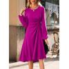 imageHappy Sailed Womens Long Sleeve Ruched Waist Flowy A Line High Low Midi Cocktail Party DressPurple Rose