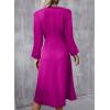 imageHappy Sailed Womens Long Sleeve Ruched Waist Flowy A Line High Low Midi Cocktail Party DressPurple Rose