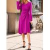 imageHappy Sailed Womens Long Sleeve Ruched Waist Flowy A Line High Low Midi Cocktail Party DressPurple Rose