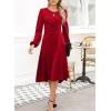 imageHappy Sailed Womens Long Sleeve Ruched Waist Flowy A Line High Low Midi Cocktail Party DressRed