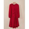 imageHappy Sailed Womens Long Sleeve Ruched Waist Flowy A Line High Low Midi Cocktail Party DressRed