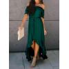 imageHappy Sailed Womens Off The Shoulder Maxi Dress Casual Short Sleeve Ruffle High Low Cocktail Party Wedding Guest DressesGreen 1
