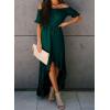 imageHappy Sailed Womens Off The Shoulder Maxi Dress Casual Short Sleeve Ruffle High Low Cocktail Party Wedding Guest DressesGreen 1
