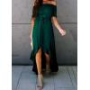 imageHappy Sailed Womens Off The Shoulder Maxi Dress Casual Short Sleeve Ruffle High Low Cocktail Party Wedding Guest DressesGreen 1