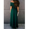 imageHappy Sailed Womens Off The Shoulder Maxi Dress Casual Short Sleeve Ruffle High Low Cocktail Party Wedding Guest DressesGreen 1