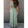 imageHappy Sailed Womens Off The Shoulder Maxi Dress Casual Short Sleeve Ruffle High Low Cocktail Party Wedding Guest DressesGreen