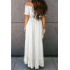 imageHappy Sailed Womens Off The Shoulder Maxi Dress Casual Short Sleeve Ruffle High Low Cocktail Party Wedding Guest DressesWhite
