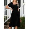 imageHappy Sailed Womens Summer Short Sleeve Square Neck Ruched Waist Flowy A Line Midi Cocktail Party DressBlack