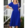 imageHappy Sailed Womens Summer Short Sleeve Square Neck Ruched Waist Flowy A Line Midi Cocktail Party DressBlue
