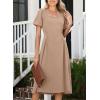 imageHappy Sailed Womens Summer Short Sleeve Square Neck Ruched Waist Flowy A Line Midi Cocktail Party DressChampagne