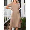 imageHappy Sailed Womens Summer Short Sleeve Square Neck Ruched Waist Flowy A Line Midi Cocktail Party DressChampagne