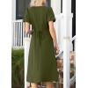 imageHappy Sailed Womens Summer Short Sleeve Square Neck Ruched Waist Flowy A Line Midi Cocktail Party DressGreen