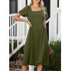imageHappy Sailed Womens Summer Short Sleeve Square Neck Ruched Waist Flowy A Line Midi Cocktail Party DressGreen