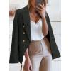 imageHappy Sailed Womens Tweed Blazers Casual Long Sleeve Double Breasted Open Front Blazer Jackets Work SuitsBlack