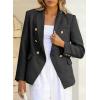 imageHappy Sailed Womens Tweed Blazers Casual Long Sleeve Double Breasted Open Front Blazer Jackets Work SuitsBlack
