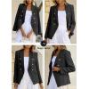imageHappy Sailed Womens Tweed Blazers Casual Long Sleeve Double Breasted Open Front Blazer Jackets Work SuitsBlack