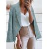 imageHappy Sailed Womens Tweed Blazers Casual Long Sleeve Double Breasted Open Front Blazer Jackets Work SuitsBlue